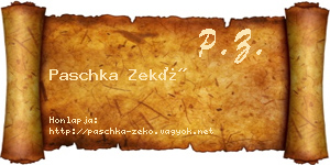 Paschka Zekő névjegykártya